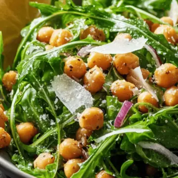 Chickpea Arugula Salad with Lemon and Parmesan