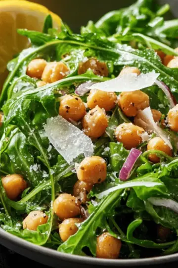 Chickpea Arugula Salad with Lemon and Parmesan