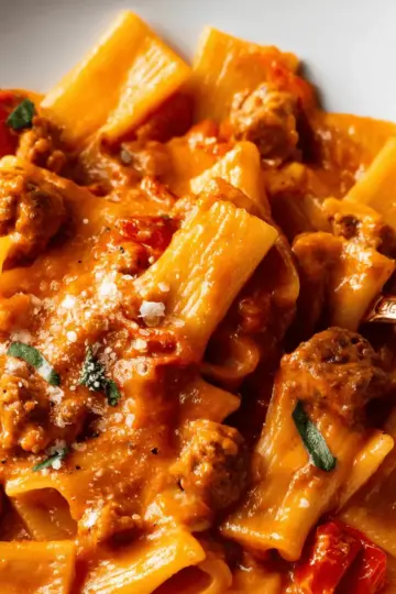Creamy tomato and sausage pasta