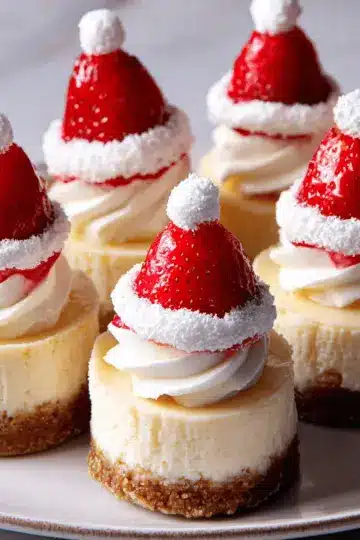 Santa Hat Cheesecake Bites