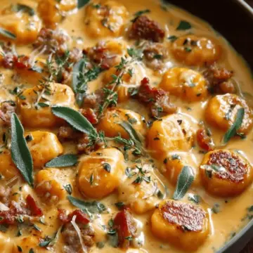 Creamy Butternut Squash Gnocchi with Sausage, Thyme, and Sage