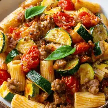 Rigatoni with Sausage, Tomatoes, and Zucchini
