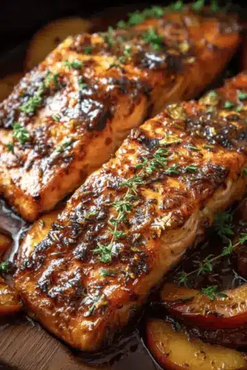 Bourbon Peach Roasted Salmon