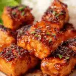 Glazed Honey Garlic Salmon Bites
