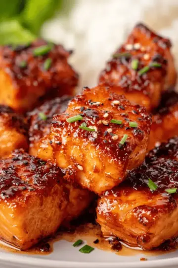 Glazed Honey Garlic Salmon Bites