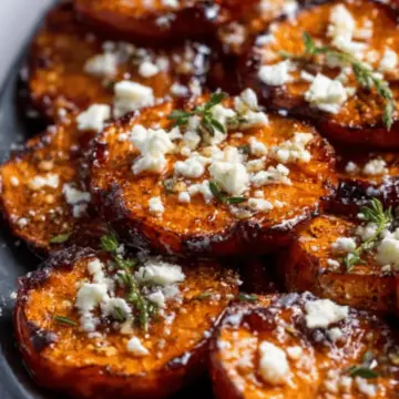Roasted Sweet Potato Rounds with Honey & Feta