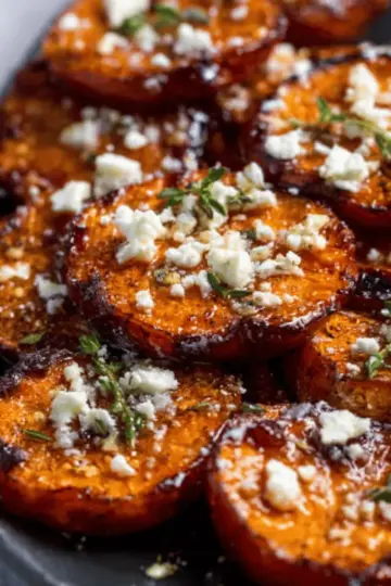 Roasted Sweet Potato Rounds with Honey & Feta