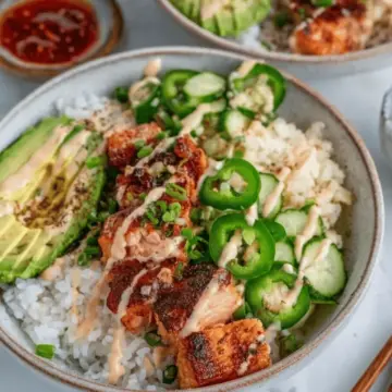 Spicy Salmon Bowls with Coconut Rice