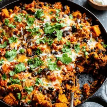 Butternut Squash and Black Bean Enchilada Skillet