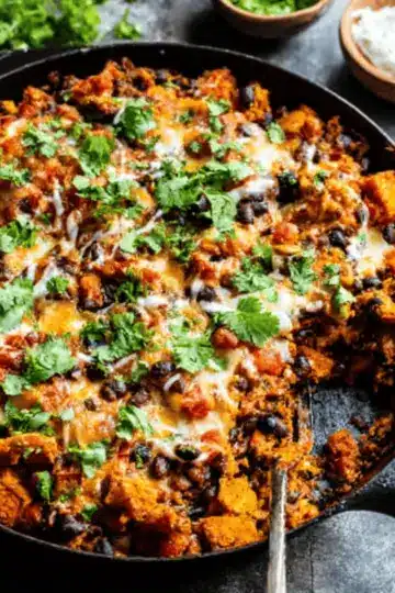 Butternut Squash and Black Bean Enchilada Skillet