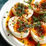 Jammy Eggs with Chili Butter and Garlic Yogurt