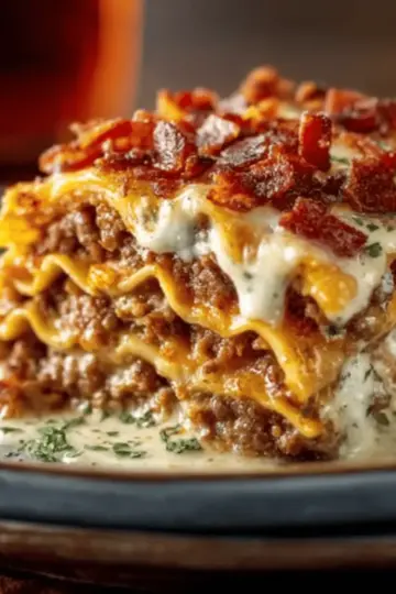 Parmesan Garlic Bacon Cheeseburger Lasagna