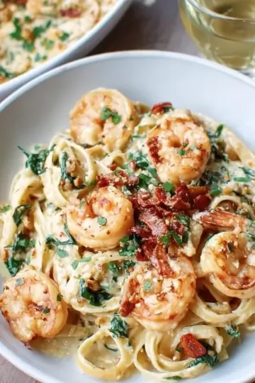 Creamy Tuscan Shrimp Linguine