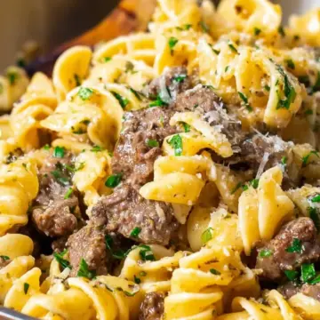 Garlic Parmesan Beef Pasta