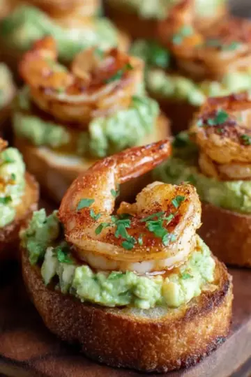 Garlic Shrimp Crostini with Avocado