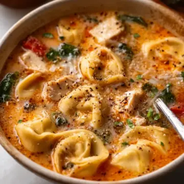 Fire Roasted Chicken Tortellini Soup.