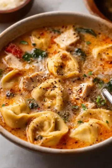 Fire Roasted Chicken Tortellini Soup.
