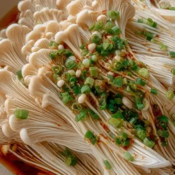 Enoki Mushrooms with Garlic & Scallion Sauce