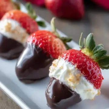 Chocolate Dipped, Cheesecake Stuffed Strawberries
