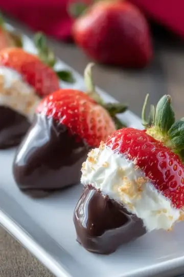 Chocolate Dipped, Cheesecake Stuffed Strawberries