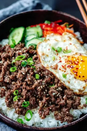Korean Ground Beef and Rice Bowls