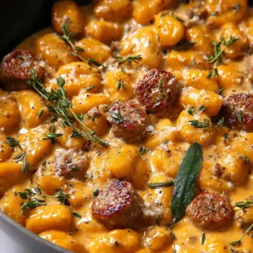 Creamy Butternut Squash Gnocchi with Sausage, Thyme, and Sage