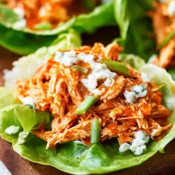 Buffalo Chicken Lettuce Wraps (Slow Cooker, Instant Pot)