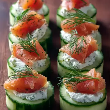 Cucumber Bites with Dill Cream and Smoked Salmon