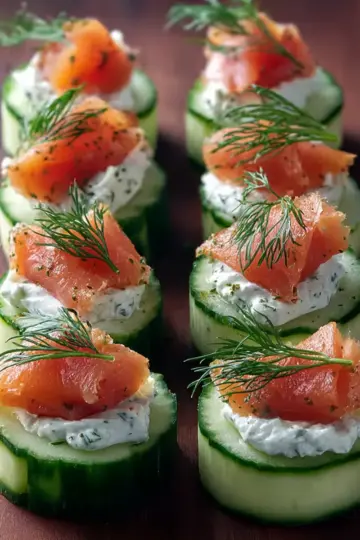 Cucumber Bites with Dill Cream and Smoked Salmon