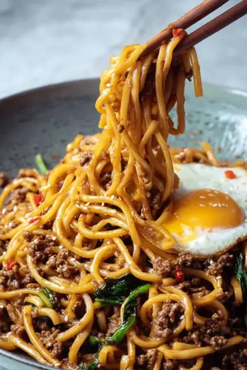 Mongolian Ground Beef Noodles