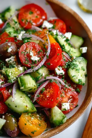 Mediterranean tomato and cucumber salad