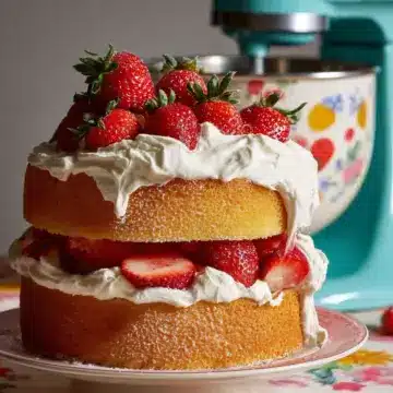 Strawberries and Cream Sponge Cake