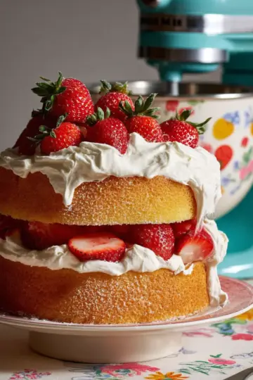 Strawberries and Cream Sponge Cake