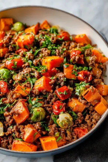 Ground Beef and Sweet Potato Skillet