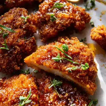 Baked Crunchy Hot Honey Chicken.