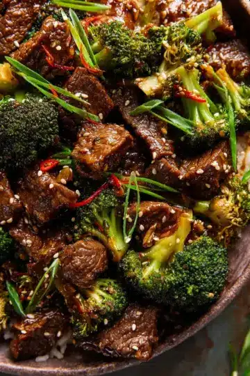 Sheet Pan Spicy Ginger Sesame Beef and Broccoli
