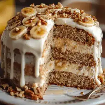 Heavenly Banana Walnut Cream Cake