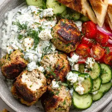 Greek Turkey Meatballs with Tzatziki