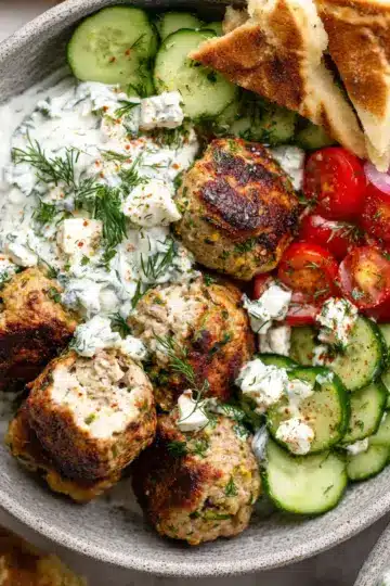 Greek Turkey Meatballs with Tzatziki