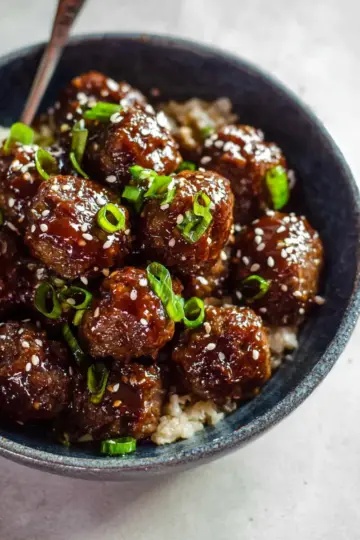 Sticky Mongolian Beef Meatballs