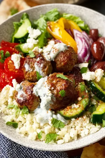 Greek Meatball Bowls