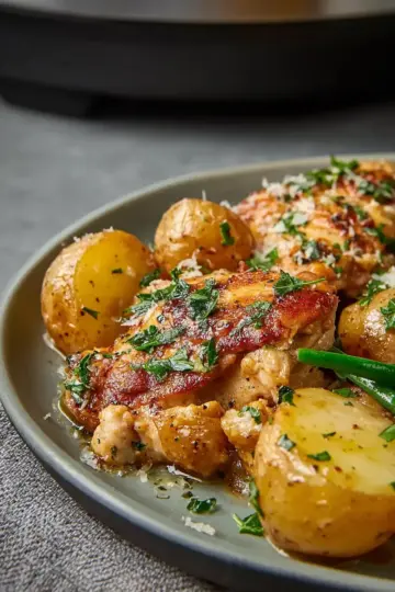 Slow Cooker Parmesan Garlic Chicken and Potatoes